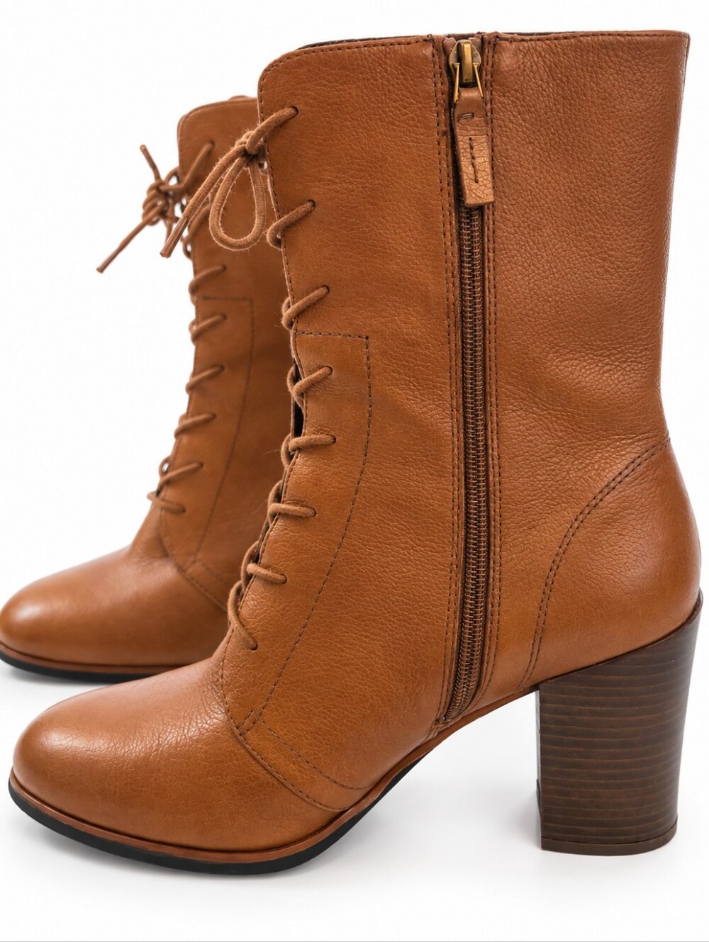 Franco Sarto Brown Leather Lace Up Block Heel Boots | Size 11 - Picture 13 of 15
